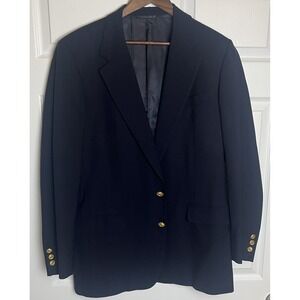 Hickey Freeman Blazer Mens 42 Long Navy Blue Wool Canterbury Gold Buttons Jacket